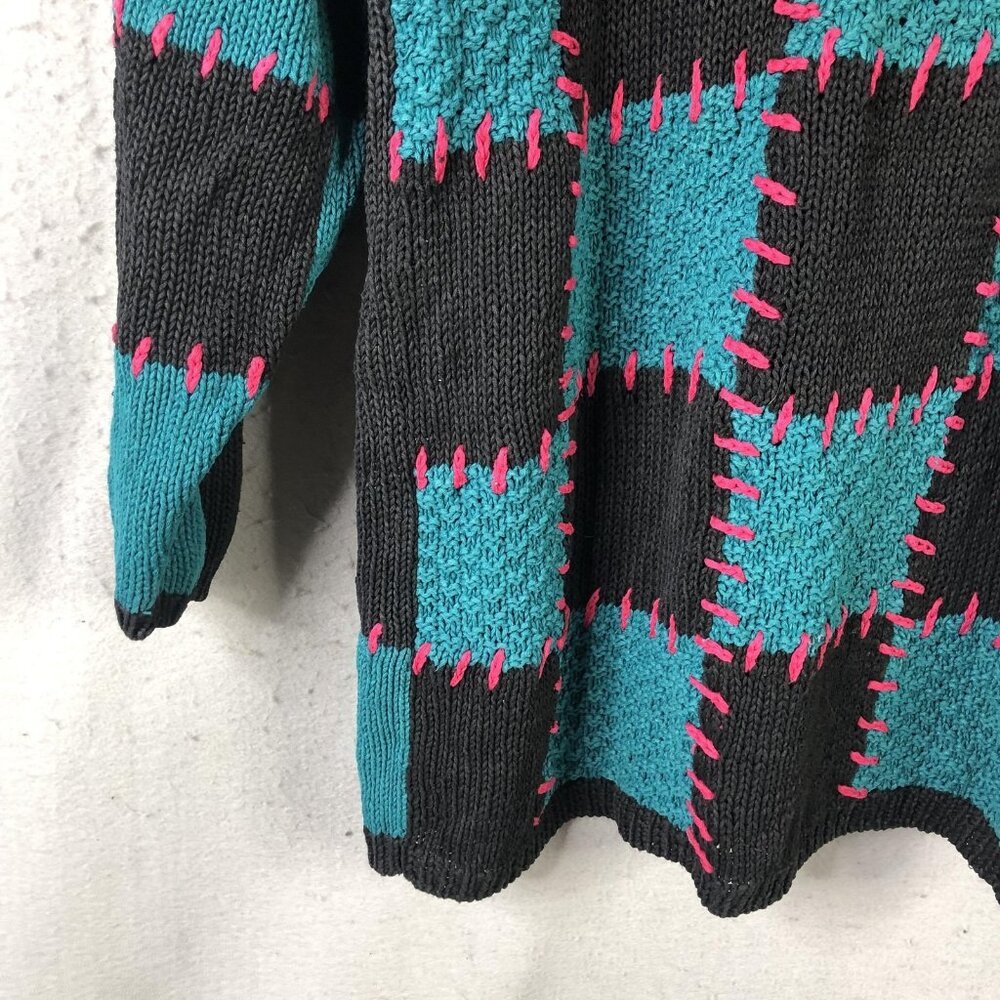 Vintage Cullinane Sweater Womens M Multicolor Floral Patchwork Chunky Knit Artsy - Picture 10 of 16
